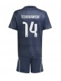 Billige Real Madrid Aurelien Tchouameni #14 Bortedraktsett Barn 2025-26 Kortermet (+ Korte bukser)